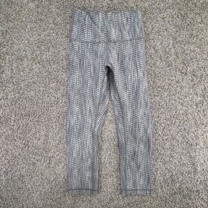 Lululemon‎ Wunder Under Crop Leggings Arrow Jacquard Battleship Silver Size 4